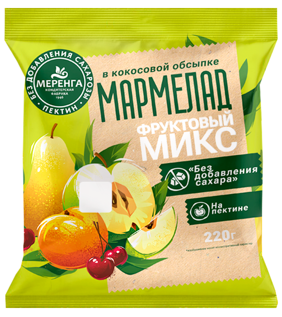  Меренга Мармелад без сахара в кокосовой обсыпке Фруктовый микс, 220г   в Ревде